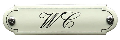 WC klassiek emaille toiletbordjes. Sierletters. 11,5x2,7 cm