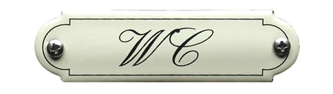 WC klassiek emaille toiletbordjes. Sierletters. 8x2,2 cm