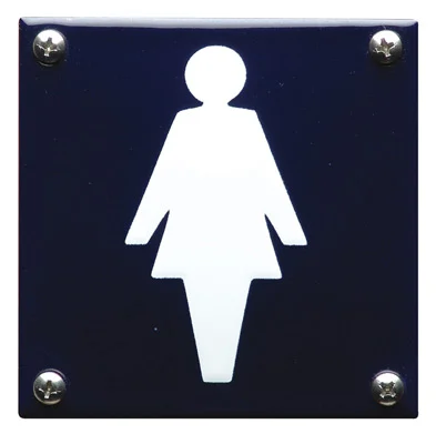Dames pictogram toiletbordjes van emaille. 10x10 cm