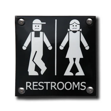 Toiletbordje van emaille. 10x10 cm. Restrooms