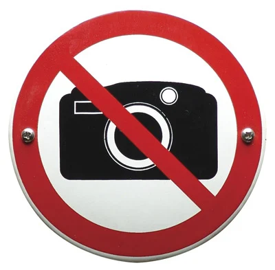 Camera verbodsbordje. Ø10 cm