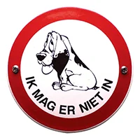 Emaille bordje VERBODEN VOOR HONDEN. Ø10cm