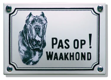 Pas op! Waakhond Mastif. Emaille bordje (klein) 14x10 cm