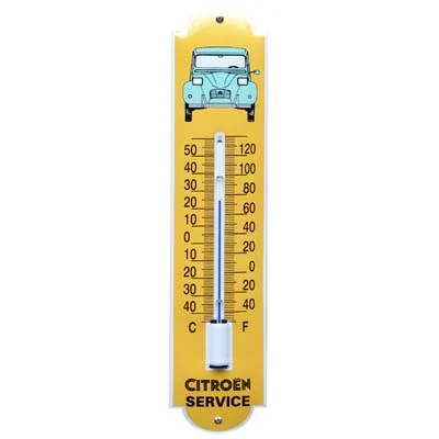 Emaille thermometer Citroën 2CV eend. 6,5x30 cm. Type TA-04