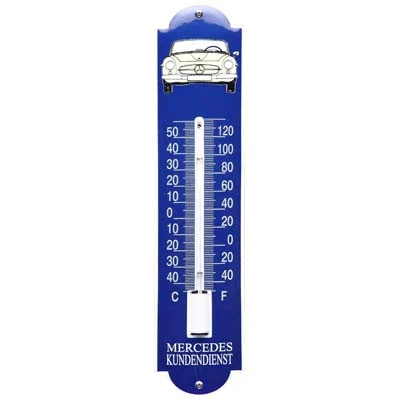Emaille thermometer Mercedes Kundedienst. 6,5x30 cm. Type-TA-10