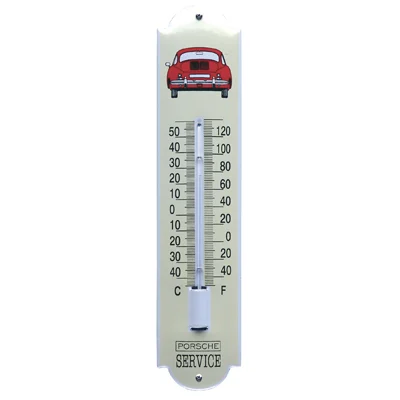 Emaille thermometer Porsche 356 (achterkant). 6,5x30 cm. Type TA-15