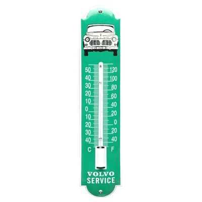 Emaille thermometer Volvo Amazone. 6,5x30 cm. Type TA-20