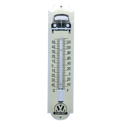 Emaille thermometer VW Kever (voorkant). 6,5x30 cm. Type TA-22