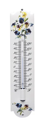 Emaille Thermometer met Bloemen motief. Type TB-02. 6,5x30 cm