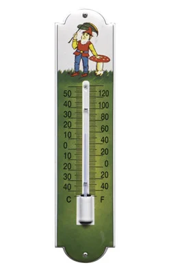 Emaille Thermometer met Kabouter. Type TK-01. 6,5x30 cm
