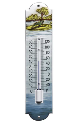 Emaille Thermometer Kikker. Type TK-02. 6,5x30 cm