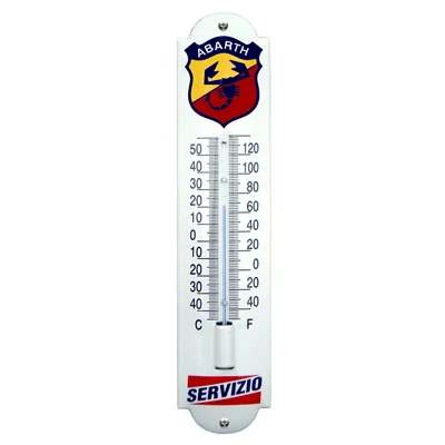 Abarth Servizio thermometer van emaille. 6,5x30 cm. Type TM-01