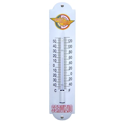 Ducati Servizio thermometer van emaille. 6,5x30 cm. Type TM-05