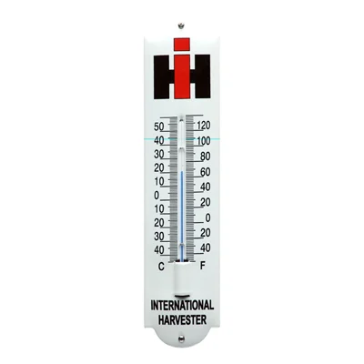 International Harvester thermometer van emaille. 6,5x30 cm. Type TM-08