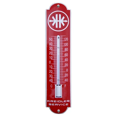 Kreidler Service thermometer van emaille. 6,5x30 cm. Type TM-09
