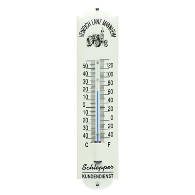 Lanz Mannheim thermometer van emaille. 6,5x30 cm. Type TM-11