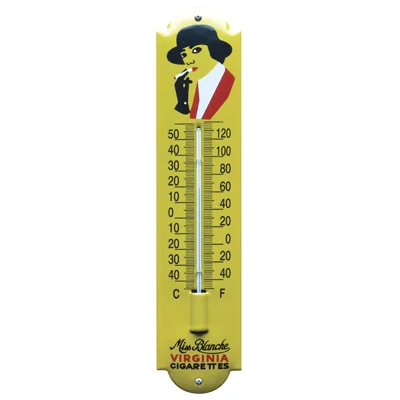 Miss Blanche Virginia Cigarettes emaille thermometer. 6,5x30 cm. Type TM-18