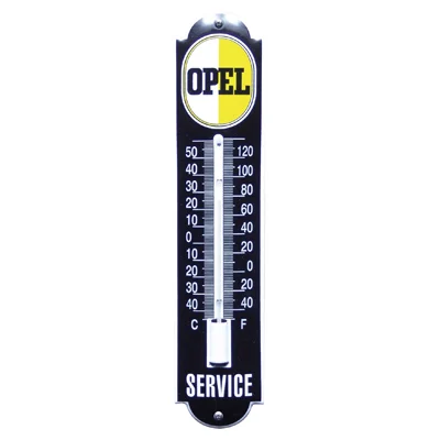 Opel Service thermometer van emaill. 6,5x30 cm. Type TM-23
