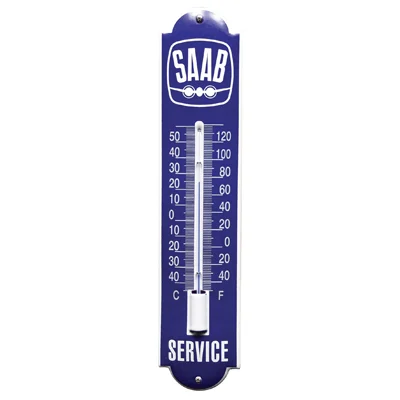 Saab Service emaille thermometer. 6,5x30 cm. Type TM-25