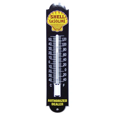 SHELL Gasoline emaille thermometer. 6,5x30 cm. Type TM-26