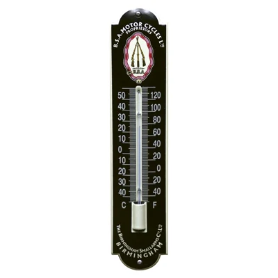 BSA Motor Cycles emaille thermometer. 6,5x30 cm. Type TM-27