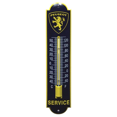 Peugeot Service thermometer van emaille. 6,5x30 cm. Type TM-28