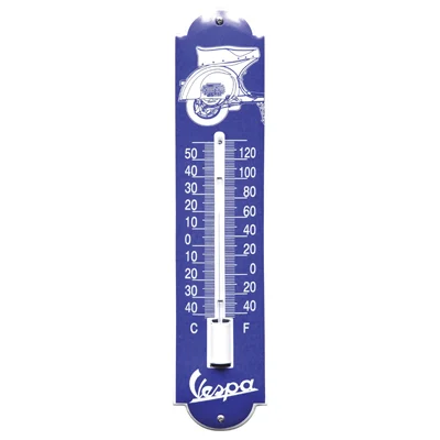 Vespa achterkant thermometer van emaille. 6,5x30 cm. Type TM-31